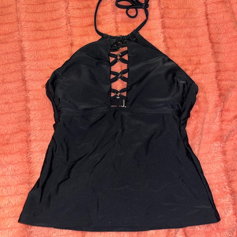 Hula Honey Black Halter Swim Top